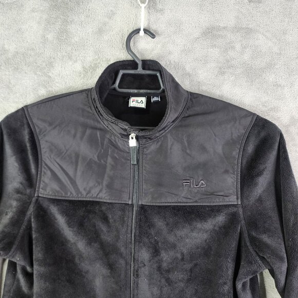Womens Black Fila Sport Fleece Plush Jacket Full Zip Mock Neck Polyester XL - Picture 5 of 12